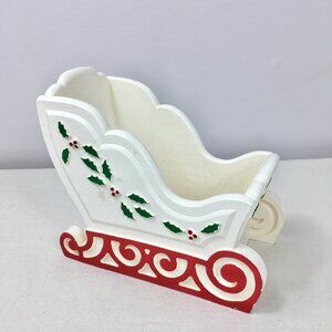 Vintage FTD Florist Wooden Sleigh Christmas Holiday Planter Flower Arrangement
